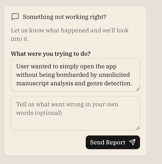 Reporting bugs from chat